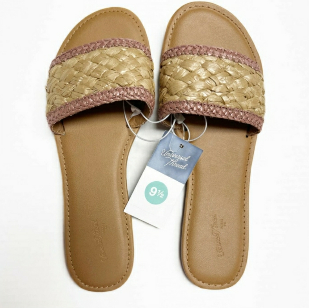 UNIVERSAL THREAD Rose Pink Dez Woven Slide Sandals 9.5 NWT